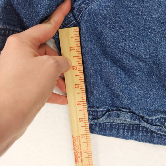 Woolrich Overalls Womens Small Denim Jean Shorts Romper 90s Shortalls Casual - Picture 6 of 11